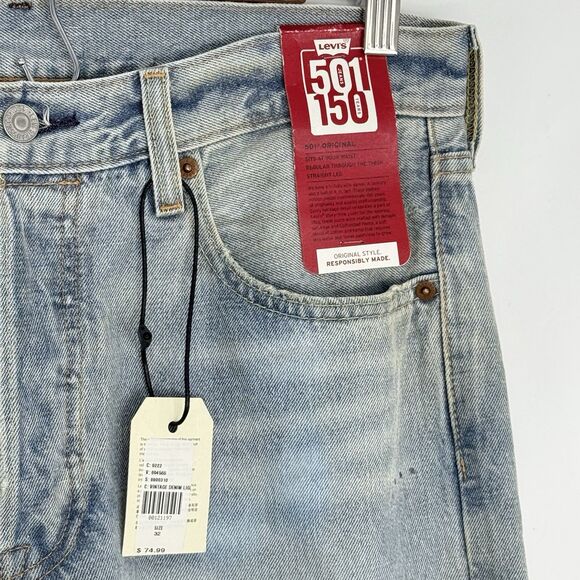 Levi’s 501 NWT Men’s 150 Anniversary Jeans Button Fly Straight Leg Size 32x32 - Picture 14 of 16